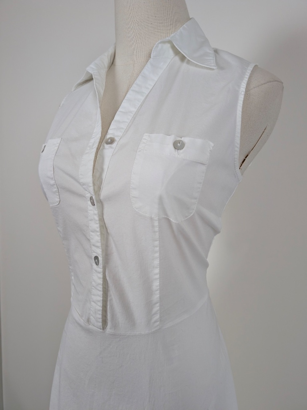 Cherokee White Khaki Midi Dress Size Medium Semi Formal Summer - Picture 9 of 14